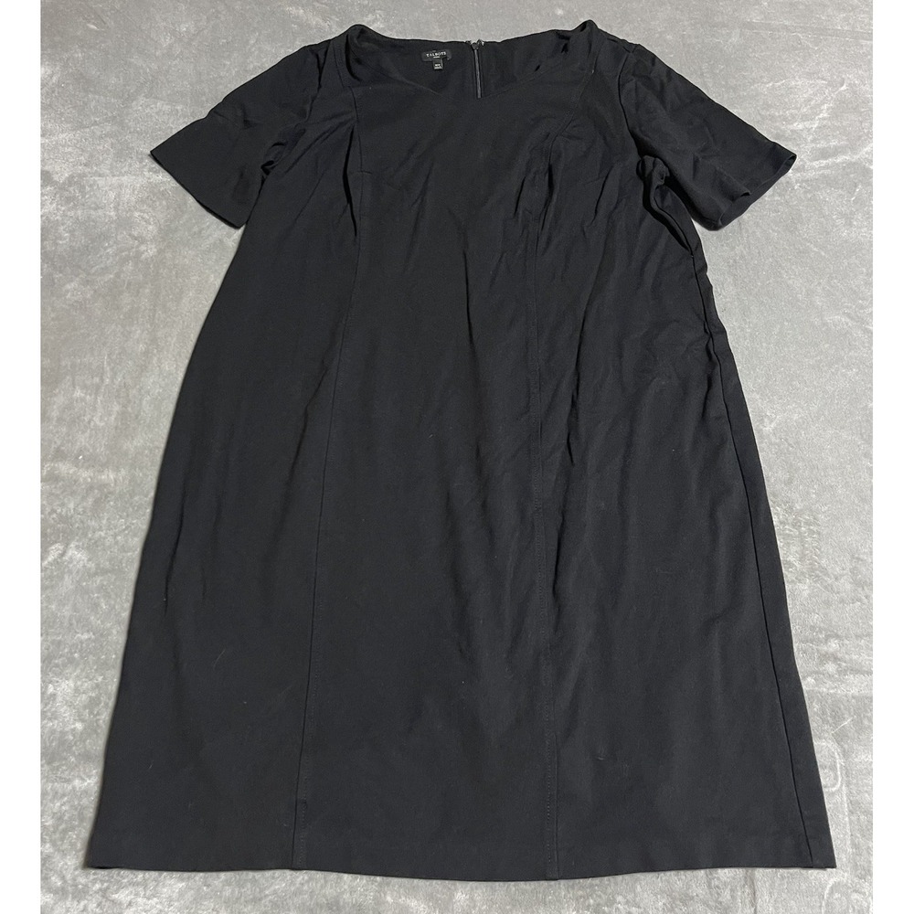 Talbots Dress Womens 16W Short Sleeve Basic Black Thick Sheath Stretch Career